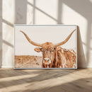 Longhorn Bull Wall Art Canvas Print – Framed Western Cow