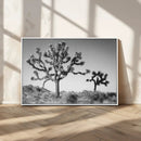 Joshua Tree Wall Art Canvas Print – Framed Monochrome Desert