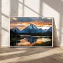 Mountain Sunset Wall Art Canvas Print – Framed Alpine