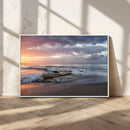 Golden Hour Wall Art Canvas Print – Framed Tranquil Waves