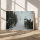 Ski Lift Wall Art Canvas Print – Snowy Pines Misty Landscape