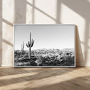 Saguaro Cactus Wall Art Canvas Print – Framed Monochrome