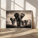Elephant Family Wall Art Canvas Print, Framed Elephant Wall