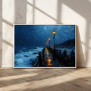 Dark Stormy Pier Wall Art Canvas Print, Moody Ocean Night by MyGreatCanvas | Canvas Wall Art Prints | Photo Prints & Wall Decor