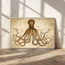 Sepia Octopus Wall Art Abstract Animal Canvas Print