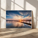 Wooden Pier on Seascape and Sunset Wall Art Canvas Print by MyGreatCanvas | Canvas Wall Art Prints | Photo Prints & Wall Decor