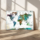 Modern Watercolor World Map Canvas Wall Art – Framed by MyGreatCanvas | Canvas Wall Art Prints | Photo Prints & Wall Decor