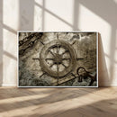 Wooden Ship Wheel Canvas Print, Multi Panel Canvas Wall Art