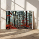 Autumn Forest Wall Art – Enchanting Red Leaves Canvas Print,