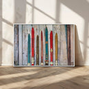 Vintage Wooden Weathered Ski's in Front of an Old Barn Wall by MyGreatCanvas | Canvas Wall Art Prints | Photo Prints & Wall Decor