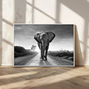 Black and White Elephant Wall Art Canvas Print