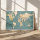 Classic World Map Canvas Print – Framed Vintage Map Wall