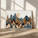 Abstract Wood Panel Effect Mountain Range Top Wall Art
