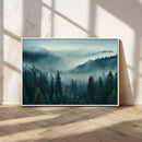 Captivating Misty Foggy Forest Wall Art Premium Canvas Print