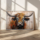 Scottish Highland Cow Cattle Art Print on Wood Style by MyGreatCanvas | Canvas Wall Art Prints | Photo Prints & Wall Decor
