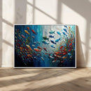 Modern Abstract Fish Shoal Wall Art Canvas Print, Colorful