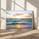 Golden Sunset Over Ocean Waves - Serene Coastal Triptych