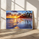 Serene Beach Sunset Wall Art Canvas- Coastal Seascape Print