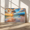Serene Beach Sunset Wall Art | Coastal Ocean Canvas Print |