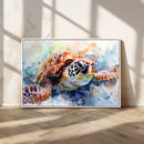 Watercolor Sea Turtle Wall Art Canvas Print - Vibrant Ocean