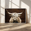 Highland Cow Wall Art Canvas Print, Rustic Farmhouse Decor,
