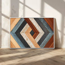 Geometric Wood Art Wall Decor Canvas Print, Rustic Wooden