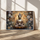 Golden Buddha Wall Art Canvas Print | Zen Meditation Floral