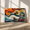 Abstract Wave Wall Art | Ready to Hang Framed Canvas Print |