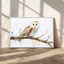 Barn Owl Wall Art on Branch | Stunning Canvas Print for