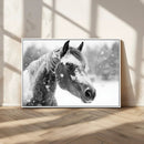 Black Horse Winter Wall Art | Ready to Hang and Framed |