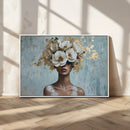 Golden Petal Wall Art - Petal Silhouette Woman Wall Art by MyGreatCanvas | Canvas Wall Art Prints | Photo Prints & Wall Decor