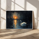 Abstract Swan on Water Wall Art Canvas Print - Elegant