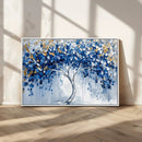Blue and Gold Abstract Tree Wall Art Canvas Print | Modern