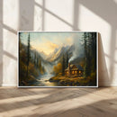 Wood Cabin Retreat Mountain at Sunset Wall Art Print - by MyGreatCanvas | Canvas Wall Art Prints | Photo Prints & Wall Decor