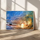 Ocean Wave at Sunset Canvas Wall Art – Vibrant Coastal Beach