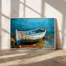 Vintage Boat on Tranquil Waters | Coastal Wall Art for