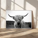 Highland Cow Wall Art | Black and White Farmhouse Decor |