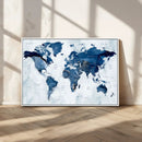 Modern Blue World Map Canvas Print – Framed Wall Art, by MyGreatCanvas | Canvas Wall Art Prints | Photo Prints & Wall Decor