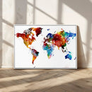 Colorful World Map Canvas Wall Art Print, Contemporary