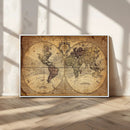 Vintage World Map Wall Art Canvas – Antique Style Push Pin