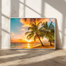 Tropical Sunset Beach Canvas Wall Art Print – Vibrant Palm by MyGreatCanvas | Canvas Wall Art Prints | Photo Prints & Wall Decor
