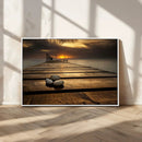 Stones on Wooden Pier at Sunset Canvas Print, Serene Coastal by MyGreatCanvas | Canvas Wall Art Prints | Photo Prints & Wall Decor