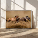 Large Wall Art Canvas Print – Two Running Brown Horses