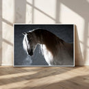Large Wall Art Cream Colored Horse on Grey Background Canvas