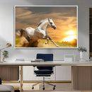 Large Wall Art Galloping White Horse at Sunset Canvas Print