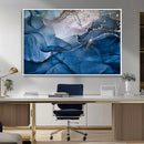 Navy Blue Canvas Art Abstract Print – Elegant Triptych