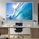 Blue Big Wave Surfing Ocean Canvas Wall Art Artwork Print