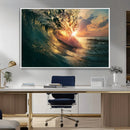 Ocean Wave Sunset Canvas Wall Art – Triptych Seascape Print
