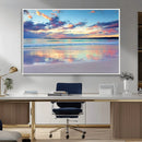 Tranquil Pastel Sunset Beach Triptych Canvas Art, Soothing