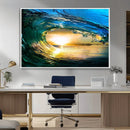 Ocean Wave at Sunset Canvas Art, Large Wall Print of Vibrant